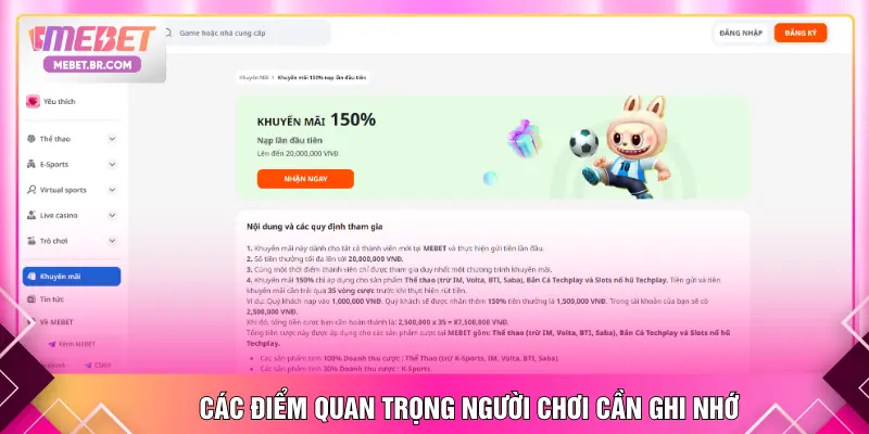 Các điểm quan trọng người chơi cần ghi nhớ